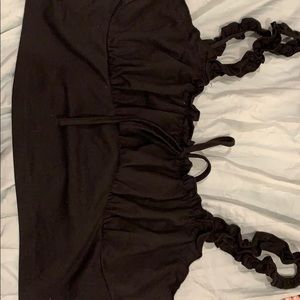 y2k shein black ruffle tank